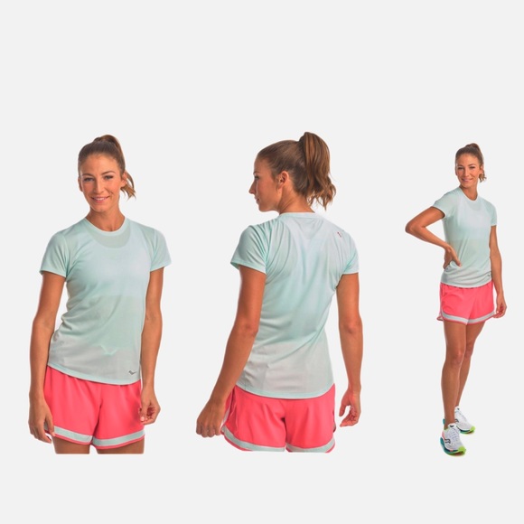 NWT Saucony Stop Watch Short Sleeve Reflective Running Shirt Blue Opal Small - Picture 2 of 2